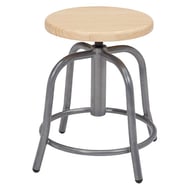 Swivel Stools with Grey Frame, Wooden Seat, 18